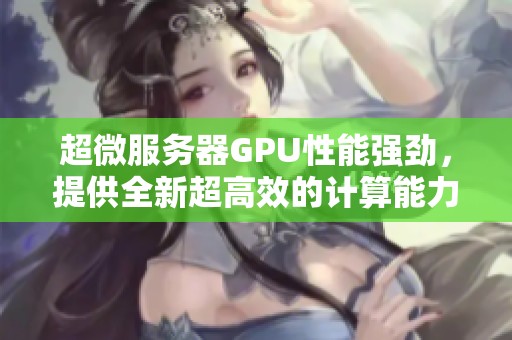 超微服务器GPU性能强劲，提供全新超高效的计算能力