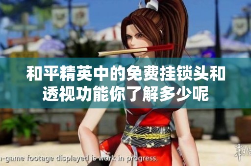 和平精英中的免费挂锁头和透视功能你了解多少呢