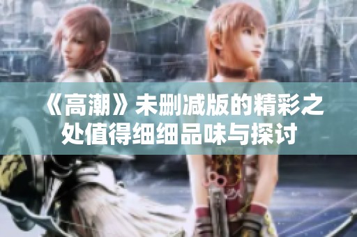 《高潮》未删减版的精彩之处值得细细品味与探讨