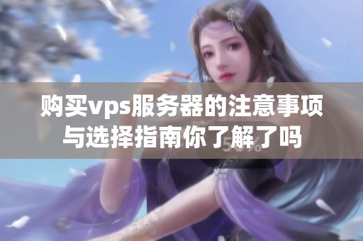 购买vps服务器的注意事项与选择指南你了解了吗