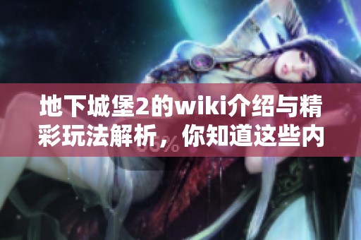 地下城堡2的wiki介绍与精彩玩法解析，你知道这些内容吗