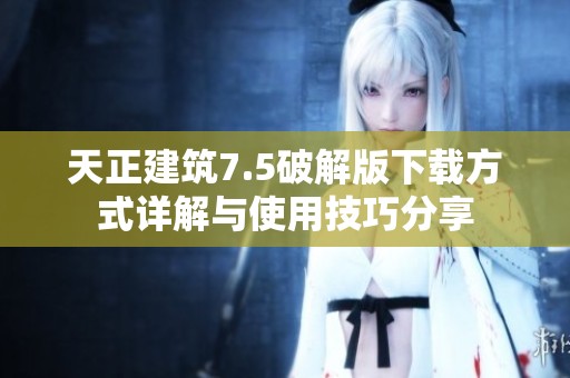 天正建筑7.5破解版下载方式详解与使用技巧分享