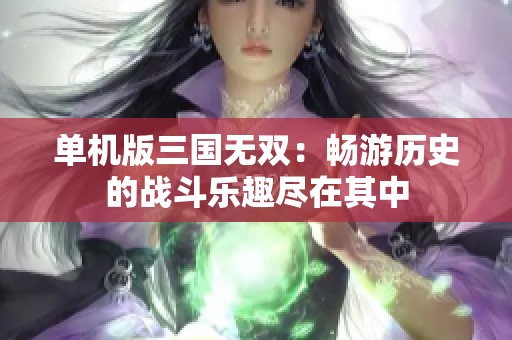 单机版三国无双：畅游历史的战斗乐趣尽在其中