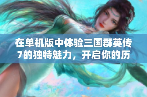 在单机版中体验三国群英传7的独特魅力，开启你的历史征战之旅