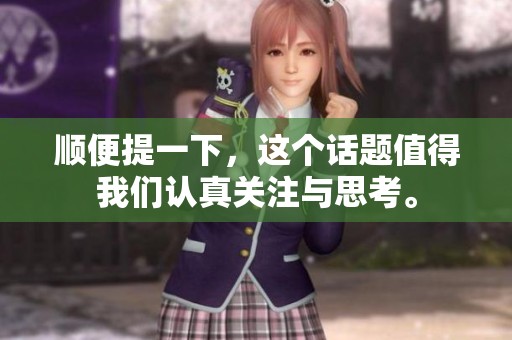 顺便提一下，这个话题值得我们认真关注与思考。