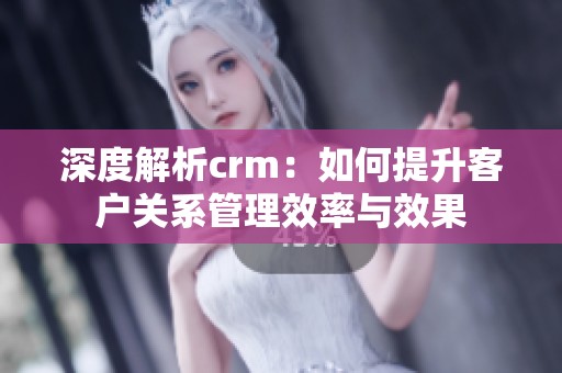 深度解析crm：如何提升客户关系管理效率与效果