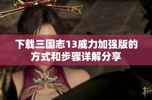 下载三国志13威力加强版的方式和步骤详解分享