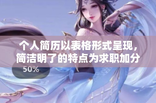 个人简历以表格形式呈现，简洁明了的特点为求职加分