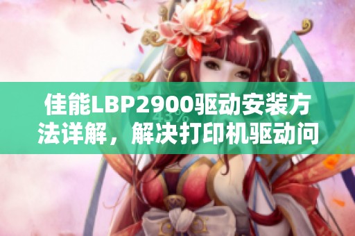 佳能LBP2900驱动安装方法详解，解决打印机驱动问题的最佳选择
