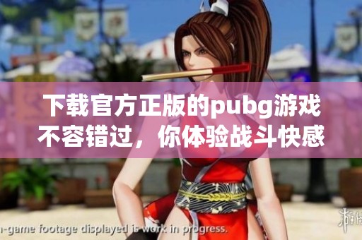 下载官方正版的pubg游戏不容错过，你体验战斗快感的最佳选择！