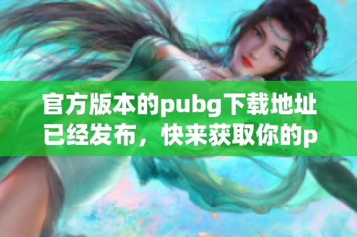 官方版本的pubg下载地址已经发布，快来获取你的pubg官方下载吧