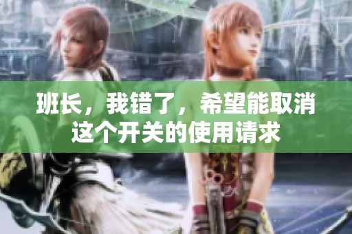 班长，我错了，希望能取消这个开关的使用请求