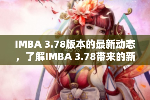 IMBA 3.78版本的最新动态，了解IMBA 3.78带来的新变化与特性