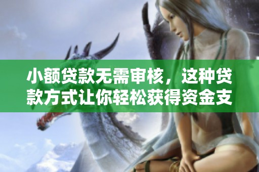 小额贷款无需审核，这种贷款方式让你轻松获得资金支持