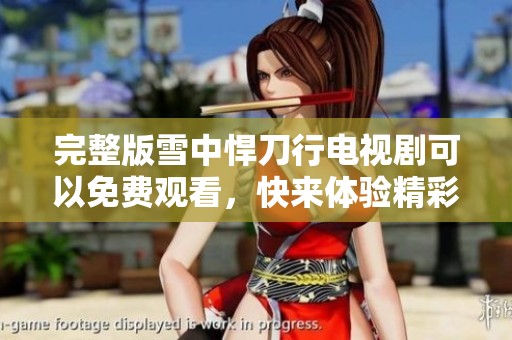 完整版雪中悍刀行电视剧可以免费观看，快来体验精彩内容吧