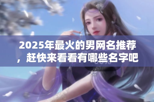 2025年最火的男网名推荐，赶快来看看有哪些名字吧